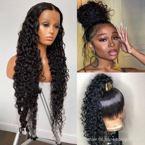 Sunlight high quality Brazilian Human Hair Lace Front Wig With Baby Hair For Black Women cheap 360 water wave wig